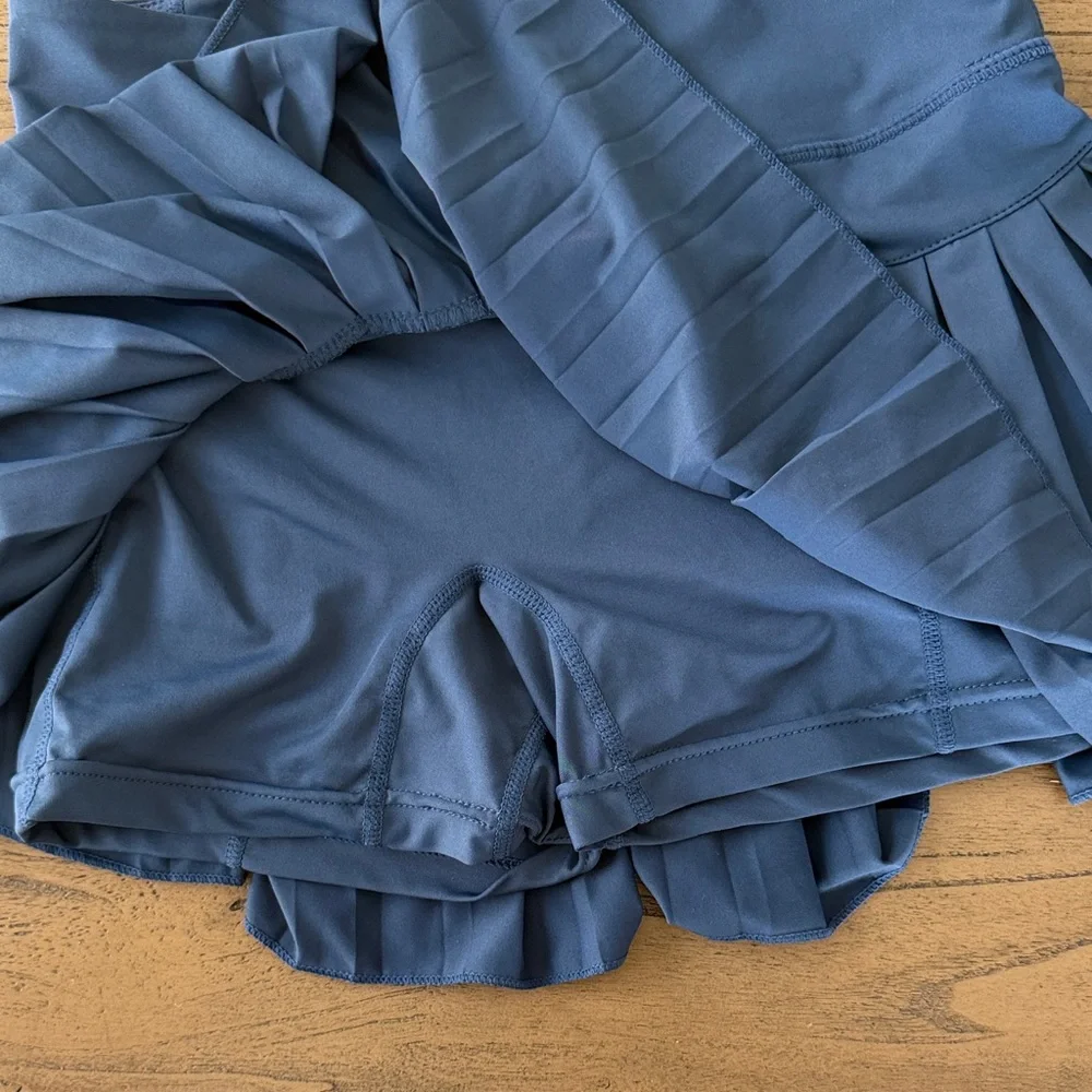 Pleated Navy Mini Skirt - Picture 2 of 4